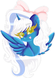 Size: 1193x1686 | Tagged: safe, artist:sakimiaji, oc, oc only, oc:fleurbelle, alicorn, pony, alicorn oc, bow, cute, female, hair bow, happy, horn, mare, pretty, simple background, solo, transparent background, wings, yellow eyes