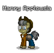 Size: 180x176 | Tagged: safe, artist:dematrix, oc, oc only, oc:manny applousia, earth pony, pony, pony town, clothes, male, pixel art, simple background, solo, stallion, transparent background