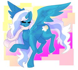 Size: 2000x1800 | Tagged: safe, artist:arctiicfoz, oc, oc only, oc:fleurbelle, alicorn, pony, alicorn oc, clothes, eyes closed, female, flying, horn, mare, scarf, simple background, smiling, solo, transparent background, wings