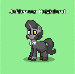 Size: 560x551 | Tagged: safe, oc, oc only, oc:jefferson neighford, pony, unicorn, pony town, american civil war, clothes, green background, sideburns, simple background, solo, unshorn fetlocks