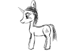 Size: 640x480 | Tagged: safe, artist:kujivunia, pony, unicorn, male, monochrome, simple background, solo, white background