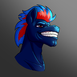 Size: 4000x4000 | Tagged: safe, artist:whatamellon, oc, oc only, oc:black the dragon, pony, bust, gigachad, meme, portrait, smiling, smirk, solo