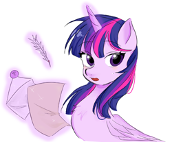 Size: 786x652 | Tagged: safe, artist:rainn__1026, twilight sparkle, alicorn, pony, g4, female, glowing, glowing horn, horn, simple background, solo, twilight sparkle (alicorn), white background