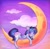 Size: 1197x1182 | Tagged: safe, artist:survya, oc, oc only, pony, unicorn, cloud, crescent moon, horn, mascara, moon, sleeping, sleeping on moon, small horn, solo, sunset, tangible heavenly object, unicorn oc