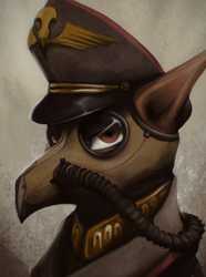 Size: 1560x2100 | Tagged: safe, artist:motley_ad, griffon, equestria at war mod, cap, clothes, commissar, gas mask, hat, mask, military, military uniform, officer, solo, uniform, warhammer (game), warhammer 40k