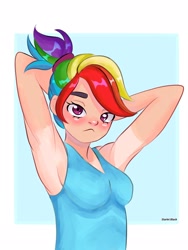 Size: 1536x2048 | Tagged: safe, artist:starlet_black_, rainbow dash, human, g4, female, humanized, simple background, solo, white background