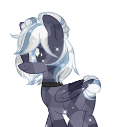 Size: 1600x1600 | Tagged: safe, artist:sarahsuresh-art, oc, oc only, oc:lunara moonstone, crystal pegasus, crystal pony, pegasus, pony, butt, choker, crystal pony oc, crystallized, female, looking back, mare, pegasus oc, plot, simple background, solo, transparent background, wings