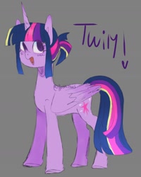 Size: 1308x1636 | Tagged: safe, artist:hoshi3luvs, twilight sparkle, alicorn, pony, g4, female, gray background, simple background, solo, twilight sparkle (alicorn)