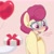 Size: 2500x2500 | Tagged: safe, artist:pyropk, posey shy, pegasus, pony, g4, balloon, blushing, cute, dialogue, disembodied hoof, female, glasses, heart, heart balloon, hearts and hooves day, high res, implied marriage, jewelry, looking away, mare, necklace, offscreen character, pearl necklace, pink background, posey shyabetes, simple background, solo focus