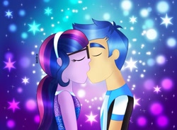 Size: 1957x1441 | Tagged: safe, artist:corlycolor, flash sentry, sci-twi, twilight sparkle, human, equestria girls, g4, duo, female, kiss on the lips, kissing, male, ship:flashlight, ship:sci-flash, shipping, straight