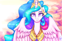 Size: 2850x1900 | Tagged: safe, artist:mannybcadavera, princess celestia, alicorn, pony, g4, 2021, bust, cloud, digital art, portrait, solo, speedpaint available