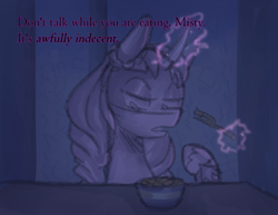 Size: 862x667 | Tagged: safe, anonymous artist, opaline arcana, alicorn, pony, series:misty pov, g5, spoiler:g5, female, food, mare, opabitch, pasta