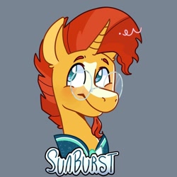 Size: 1440x1440 | Tagged: safe, artist:slushpony, sunburst, pony, unicorn, g4, gray background, male, simple background, solo, stallion