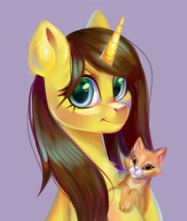 Size: 3461x4096 | Tagged: safe, artist:ske, oc, oc only, cat, pony, unicorn, hair over one eye, looking at you, smiling