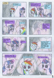 Size: 1600x2280 | Tagged: safe, artist:thunderelemental, rainbow dash, twilight sparkle, pegasus, pony, unicorn, comic:swarm rising, g4, comic, speech bubble, tunnel