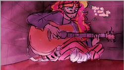 Size: 687x387 | Tagged: safe, artist:wardensballs, sunset shimmer, human, equestria girls, g4, female, guitar, musical instrument, solo