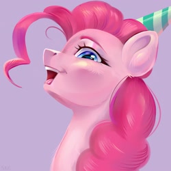 Size: 2000x2000 | Tagged: safe, artist:ske, pinkie pie, earth pony, pony, g4, bust, happy, hat, high res, open mouth, open smile, party hat, smiling, solo