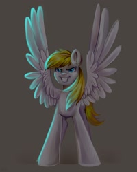 Size: 2000x2500 | Tagged: safe, artist:ske, oc, oc only, pegasus, pony, big grin, furrowed brow, grin, high res, smiling, spread wings, wings