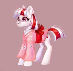 Size: 1881x1845 | Tagged: safe, artist:ske, oc, oc only, earth pony, pony, bow, clothes, kimono (clothing), lipstick, solo