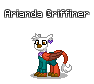 Size: 190x170 | Tagged: safe, artist:dematrix, oc, oc only, oc:arianda griffiner, griffon, pony, pony town, clothes, female, pixel art, simple background, solo, transparent background