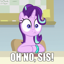 Size: 1440x1440 | Tagged: safe, edit, edited screencap, screencap, starlight glimmer, pony, unicorn, g4, student counsel, caption, cropped, female, i've seen some shit, image macro, male, mare, meme, muscle man, parody, regular show, solo, starlight glimmer is best facemaker, starlight's office, text, text edit, wide eyes