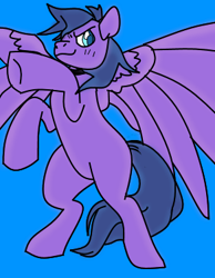Size: 292x377 | Tagged: artist needed, safe, oc, oc only, oc:feather freight, pegasus, pony, collar, pegasus oc, rearing, simple background, spread wings, wings