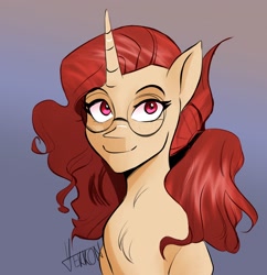 Size: 1984x2048 | Tagged: safe, artist:vtekkon, oc, oc only, pony, unicorn, female, gradient background, horn, unicorn oc