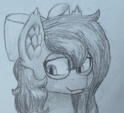 Size: 2160x1973 | Tagged: safe, artist:azzyaurelian, oc, oc:shadow twinkle, bat pony, pony, bow, glasses, male, solo