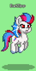 Size: 504x996 | Tagged: safe, zipp storm, bat pony, pony, pony town, g5, green background, race swap, simple background, solo