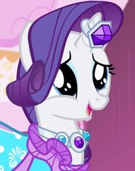 Size: 568x720 | Tagged: safe, screencap, rarity, pony, g4, beautiful, cropped, gem, happy, smiling
