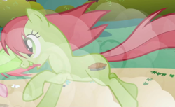 Size: 1454x890 | Tagged: safe, screencap, peachy sweet, earth pony, pony, friendship is magic, g4, apple family member, background character, background pony, cropped, female, mare, solo focus, tongue out