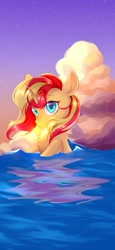 Size: 945x2048 | Tagged: safe, artist:myriadstar3, sunset shimmer, pony, unicorn, g4, female, solo, water