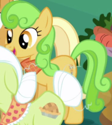 Size: 374x416 | Tagged: safe, screencap, apple cobbler, granny smith, perfect pie, earth pony, pony, friendship is magic, g4, apple family member, background character, background pony, cropped, female, mare, solo focus