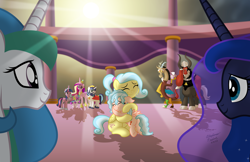 Size: 3000x1941 | Tagged: safe, artist:aleximusprime, cozy glow, discord, lord tirek, princess cadance, princess celestia, princess flurry heart, princess luna, shining armor, twilight sparkle, oc, oc:melody heartsong, alicorn, pegasus, pony, fanfic:oh mother where art thou, flurry heart's story, g4, 2023, a better ending for cozy, aleximusprime is trying to murder us, balcony, beard, bittersweet, butt, cozy glow's mother, crepuscular rays, crowning moment of heartwarming, crying, facial hair, fanfic art, female, fimfiction, half note (cozy glow), happy, happy ending, heartwarming, high res, hug, king shining armor, mother and child, mother and daughter, plot, queen cadance, reunion, signature, smiling, stormcloud, sunlight, tears of joy, tissue, tissue box, twilight sparkle (alicorn), wet, wet mane, wholesome