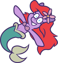 Size: 695x748 | Tagged: safe, artist:threetwotwo32232, merpony, pony, ariel, female, looking at you, mare, ponified, simple background, the little mermaid, transparent background