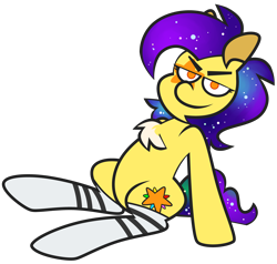 Size: 5668x5395 | Tagged: safe, artist:threetwotwo32232, oc, oc:mixi creamstar, earth pony, pony, chest fluff, clothes, female, looking at you, mare, simple background, socks, transparent background