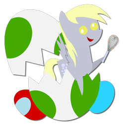 Size: 1600x1600 | Tagged: safe, artist:sketchmcreations, derpy hooves, pegasus, pony, g4, easter, egg, egg (food), female, food, holiday, mare, pipis, pointy ponies, simple background, solo, super mario bros., transparent background, vector, whisk, yoshi egg