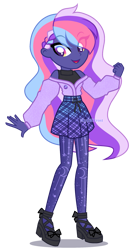 Size: 1213x2252 | Tagged: safe, artist:skyfallfrost, oc, oc:pastel moon, human, equestria girls, g4, clothes, female, jacket, simple background, skirt, solo, transparent background