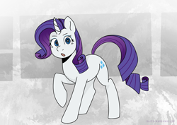 Size: 4132x2919 | Tagged: safe, alternate version, artist:daisy_marshmallow, rarity, pony, unicorn, g4, female, looking at you, mare, open mouth, raised hoof, solo