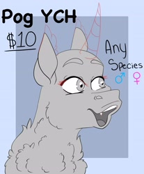 Size: 2945x3556 | Tagged: safe, artist:inisealga, pony, unicorn, chest fluff, commission, high res, horn, neck fluff, pogchamp, poggers, unicorn horn, ych example, ych sketch, your character here