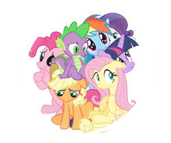 Size: 977x818 | Tagged: safe, artist:midnight--blitz, artist:rebelsuperstar, artist:slb94, applejack, fluttershy, pinkie pie, rainbow dash, rarity, spike, twilight sparkle, g4, bubble, female, in bubble, in the bubble, male, mane six, simple background, starry eyes, transparent background, trap (device), trapped, wingding eyes