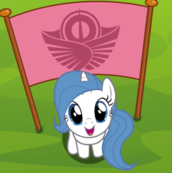 Size: 2206x2228 | Tagged: safe, artist:badumsquish, derpibooru exclusive, part of a set, oc, oc only, oc:theme, pony, unicorn, derpibooru, g4, :d, april fools, april fools 2023, badumsquish's kitties, banner, cute, derpibooru ponified, derpibooru theme illusion, female, flag, happy, high res, horn, illusion, looking at you, looking up, looking up at you, mare, meta, new lunar republic, ocbetes, open mouth, open smile, ponified, sitting, smiling, smiling at you, solar empire, solo, stars, unicorn oc, witchcraft
