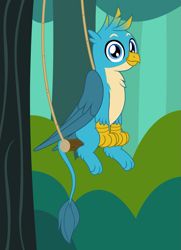 Size: 1827x2518 | Tagged: safe, artist:badumsquish, derpibooru exclusive, gallus, griffon, g4, beak, behaving like a bird, birb, catbird, cute, fine art parody, gallabetes, gallus the parrot, griffons doing bird things, have a gay old time, implied gay, looking at you, male, my gay parakeet, sheet music, show accurate, sitting, smiling, solo, swing