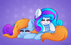 Size: 3013x1929 | Tagged: safe, artist:madelinne, oc, oc only, oc:comet dasher, oc:cookie crumbler, pegasus, pony, duo, high res, nap, pegasus oc, sleeping