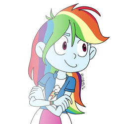Size: 1548x1657 | Tagged: safe, artist:littlemisspiep, rainbow dash, human, equestria girls, g4, female, simple background, solo, style emulation, the owl house, white background