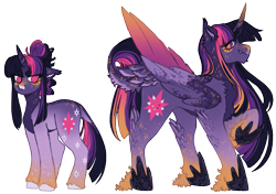 Size: 1239x872 | Tagged: safe, artist:kazmuun, twilight sparkle, alicorn, pony, unicorn, g4, alternate design, concave belly, dark belly, height difference, hoof shoes, princess shoes, quadrupedal, reverse countershading, simple background, solo, transparent background, twilight sparkle (alicorn), unshorn fetlocks