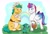 Size: 2048x1390 | Tagged: safe, artist:bella-pink-savage, hitch trailblazer, sparky sparkeroni, zipp storm, dragon, earth pony, pegasus, pony, rabbit, g5, my little pony: tell your tale, the hunt for eggmund bunny, spoiler:g5, spoiler:my little pony: tell your tale, animal, baby, baby dragon, baby rabbit, basket, critter magnet, easter bunny, easter egg, female, male, mare, rainbow, ship:stormblazer, shipping, stallion, straight, trio