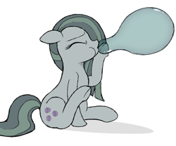 Size: 1967x1633 | Tagged: safe, artist:mizhisha, marble pie, earth pony, pony, g4, balloon, blowing up balloons, cute, eyes closed, female, floppy ears, inflating, marblebetes, mare, puffy cheeks, simple background, sitting, solo, white background