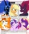 Size: 1715x2040 | Tagged: safe, artist:thelunarmoon, applejack, daybreaker, nightmare moon, princess cadance, starlight glimmer, tempest shadow, alicorn, pony, unicorn, g4, six fanarts