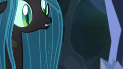 Size: 600x338 | Tagged: safe, edit, edited screencap, editor:innoxia, screencap, queen chrysalis, changeling, changeling queen, g4, ace attorney, animated, gif, meme